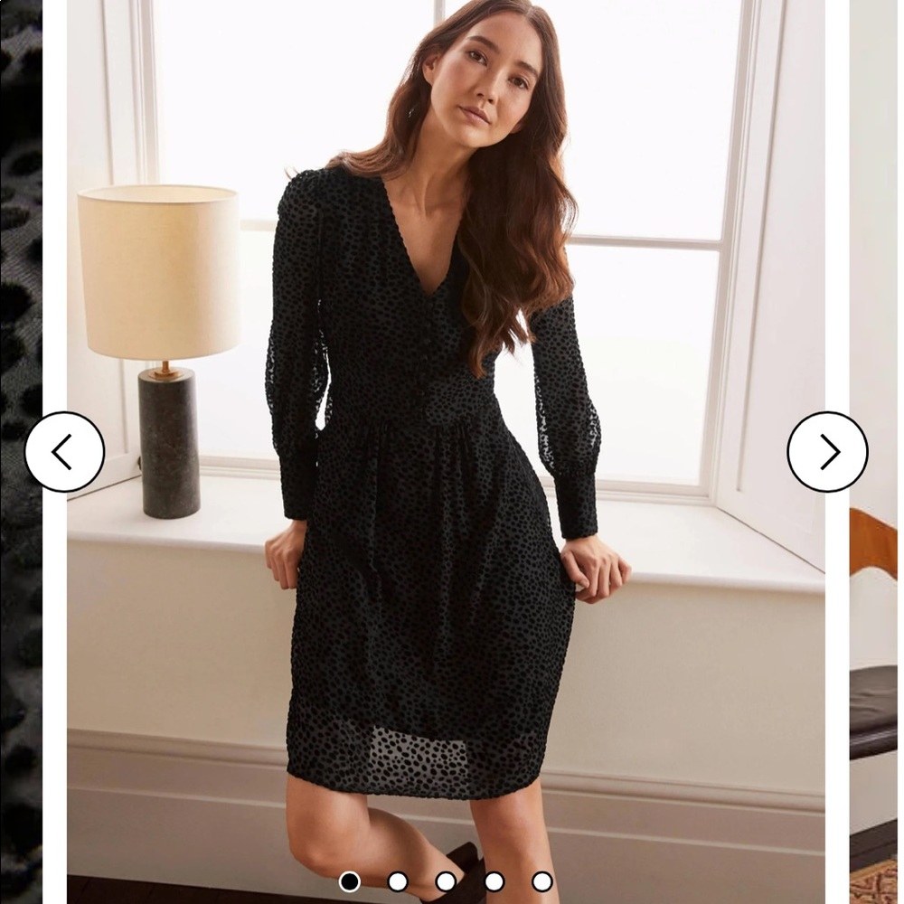 BODEN DOLORES DRESS BLACK DALMATIAN DOT NWT SIZE US2